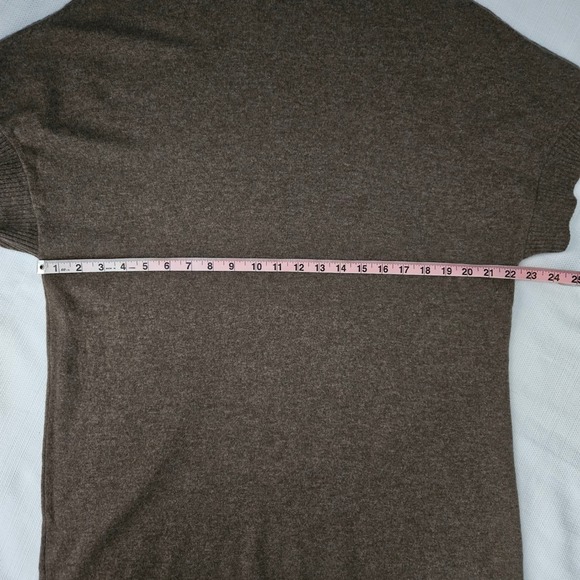 J.Jill 100% Cashmere Cowl Neck Tunic Sweater Women L Brown Short Sleeve Neutral - Picture 7 of 8